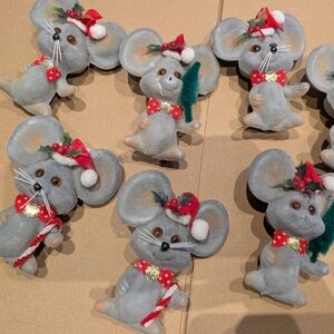Festive Gray Mouse Ornaments